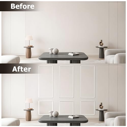 Pre-Cut Peel and Stick Wall Molding Kit Wainscoting Trim- Self Adhesive Premade Accent Panel Chair Rail for Interior Moulding Home Decor Accent Wall Set of 6 pcs - 3 Top 3 Bottom, Ready to Assemble - size: (54×24+24×24),Set of 3