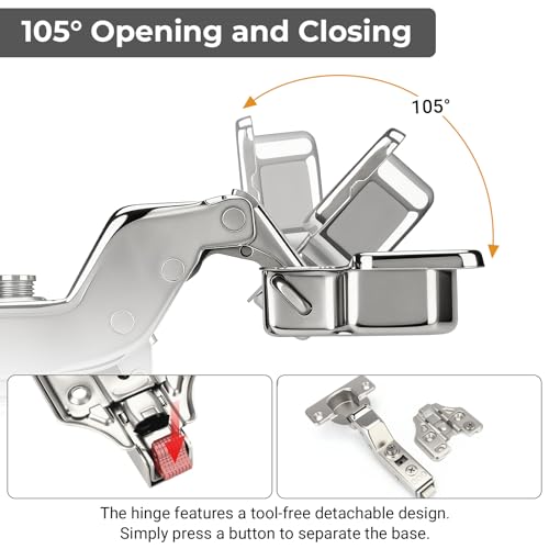 4 Pcs 105° Soft Close Cabinet Hinges 35mm, 3D Inset Hinge - size: Inset
