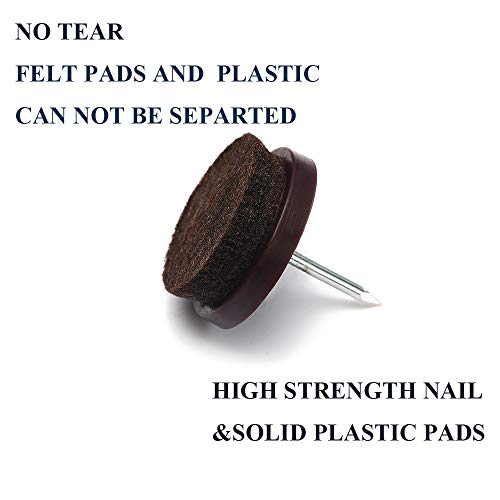 Furniture Felt Pads Nail-on Heavy Duty Felt Pad Chair Sliders Round Chair Leg Floor Protectors 1" Furniture Leg Protector 24 Pack - size: 1" (Round, Brown)