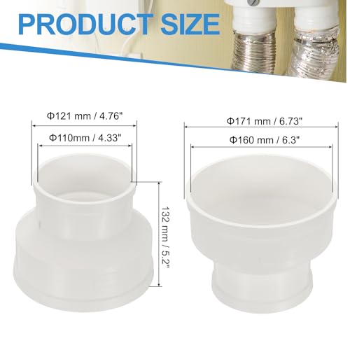 PATIKIL 160mm to 110mm Duct Reducer PVC Pipe Increaser Adapter Airflow Tube - size: 160mm to 110mm