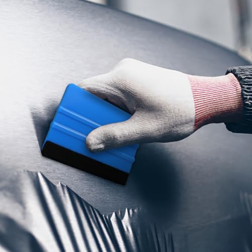 2-Pack Felt Edge Squeegee Tool for Vinyl Wrap & Wallpaper Smoothing, Plastic Scraper with Replacement Fabric Felts, Anti-Scratch Applicator for Car Window Tint, Glass Film & Craft Decals - color: Blue