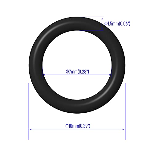 50 PCS Nitrile Rubber O Ring 10mm OD 7mm ID 1.5mm Width, Metric Buna-N NBR Sealing Gasket Plumbing, Gas, Automotive and Faucet Repair, Resist Oil and Heat O-Rings, Black - size: 10x7x1.5mm