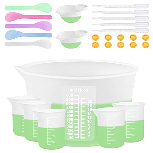 Sjubaopen Silicone Measuring Cups 600ml for Resin, Epoxy, Baking - size: 600ML+100ML+10ML