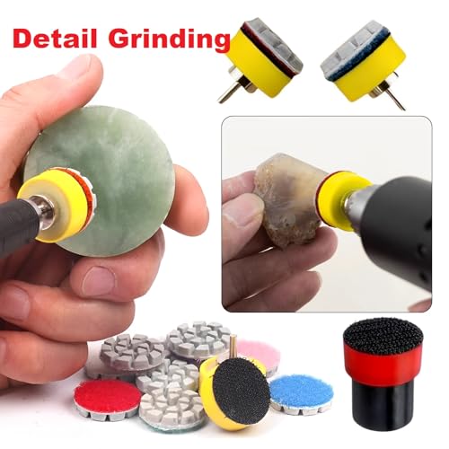 1inch 25mm Mini Diamond Polishing Pad Set, 14PCS Different Grit 50#-10000# Water Sanding Discs & 1PC M14 Thread Hook & Loop Backing Holder for Detail Fine Grinding - style: M14 Thread