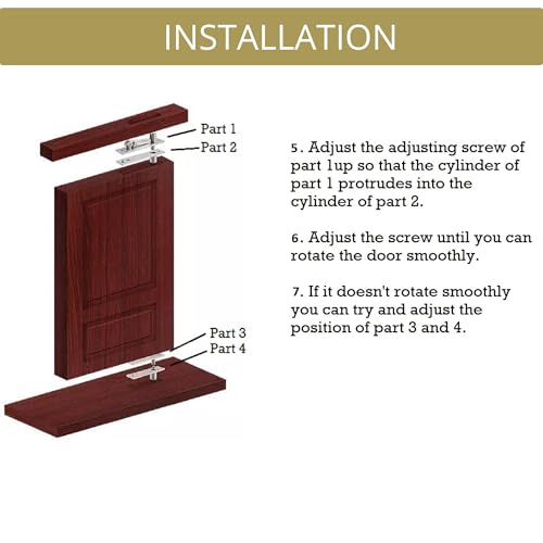 2-Pack Heavy-Duty Stainless Steel 360° Door Pivot Hinge System – Durable Hinges for Wood Doors - 220lbs Capacity - size: 220lbs 2-pack