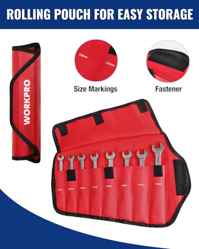 WORKPRO 8-piece Ratcheting Combination Wrench Set, Metric & Nickel Plating - size: Metric, style: Nickel Plating