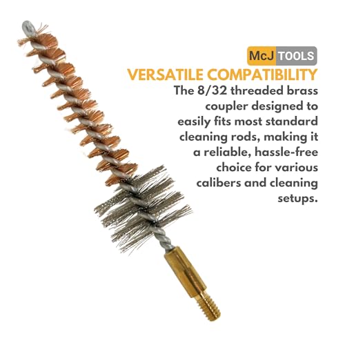 McJ Tools Cleaning Bronze Chamber Brush 10-Pack 7.62mm/.308Cal - Bristle Bronze Premium Gun Cleaning Brushes for Effective Chamber Cleaning - size: 7.62mm, .308cal (10-pack)