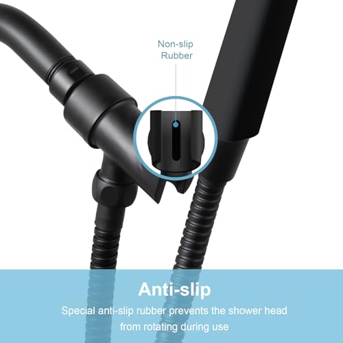 OFFO Shower Head Holder All Metal for Handheld Shower Head, Adjustable Shower Arm Mount with Solid Brass Pivot Ball, 1/2 in IPS Female Inlet and Male Outlet, Matte Black - color: Matte Black