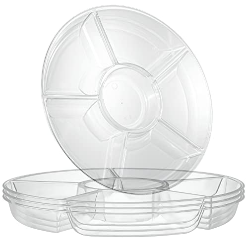 Plasticpro 6 Sectional Round Plastic Serving Tray/Platters Clear Pack of 2 - color: Clear