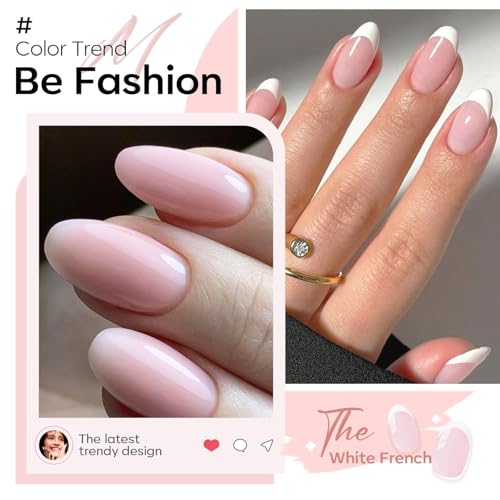 modelones Gel Nail Polish Set 2Pcs 15ml French Manicure Kit White Nude Pink - color: A0-Classic French
