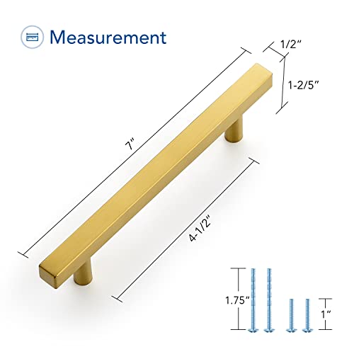 Ravinte Gold Cabinet Handles 4-1/2 Inch 10 Pack, Square Cabinet Pulls - size: 4-1/2 Inch Hole Centers
