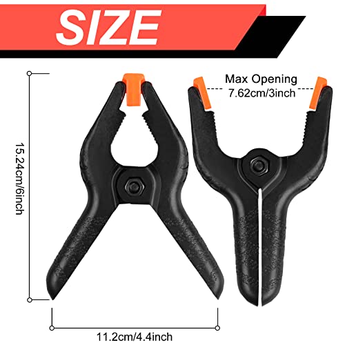 4 Pack Spring Clamps, 6inch Plastic Clips, Backdrop Clips, Big Clamps Heavy Duty, Spring Clips for Crafts, Backdrop Stand, Woodworking, Photography Studios (Black) - size: 4 Pack,6inch