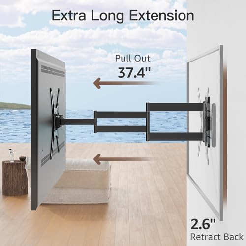 ELIVED Outdoor Long Arm TV Mount for 26-65" TVs, 37.4in Extension - size: Outdoor Arm: 37.4"