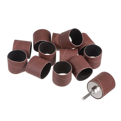 uxcell 12 Pcs 1-1/2 Inch Sanding Sleeves Sandpaper Set 120 Grit with 1/4 Inch Drum Mandrels for Rotary Tools - size: 120 Grit
