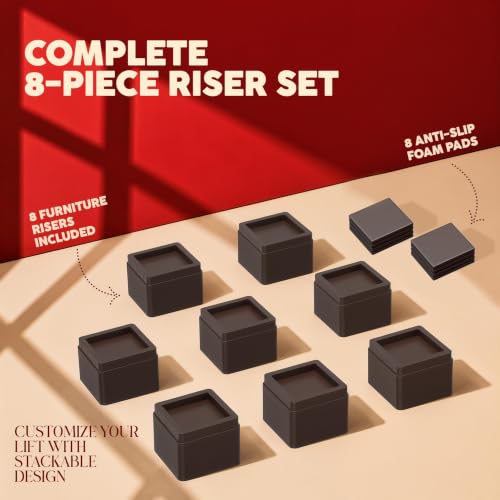 Utopia Bedding Adjustable Bed Risers 3 Inch, Brown, 8-Pack - color: Brown, size: 3 Inch (Pack of 8)