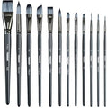 Transon Artist Paint Brush Set of 12 for Watercolor Acrylic Gouache Oil and Tempera Painting - size: Grey 12PCS