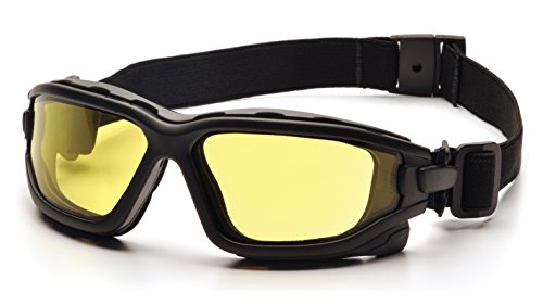 PYRAMEX I-Force Sporty Dual Pane Anti-Fog Goggle, Black Frame/Clear Anti-Fog Lens - color: Amber H2x Anti-fog Lens/ Black Frame
