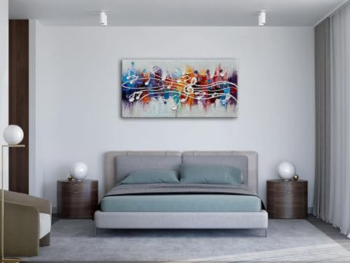 zoinart Colorful Music Symbol Oil Painting Wall Art Abstract Textured Art, Creative Pattern Wall Decor, Modern Artwork for Living Room Bedroom Decorations - color: YH-B202