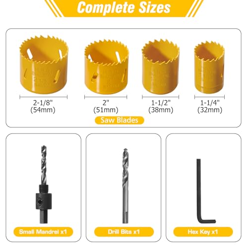 Becowin Bi-Metal Hole Saw Kit, 7PCS Hole Saw Set for Metal, Wood, PVC