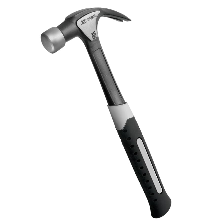 Steel Curved Claw Hammer 16oz, Solid One Piece Steel Heavy Duty Curved Hammer, Shock-Absorbing Handle Design, Ergonomic Comfortable Grip, Enhanced Leverage for Nail Pulling