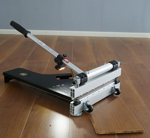 CUTTEREX 13” Laminate/Vinyl Floor Cutter–JUST ONE STEP Easy Angle & Length Cutting, Flooring Tools - Cuts Vinyl Floor, Engineered Wood, LVP, LVT, VCT, SPC, WPC, HSS Blade Mounted, Wheels
