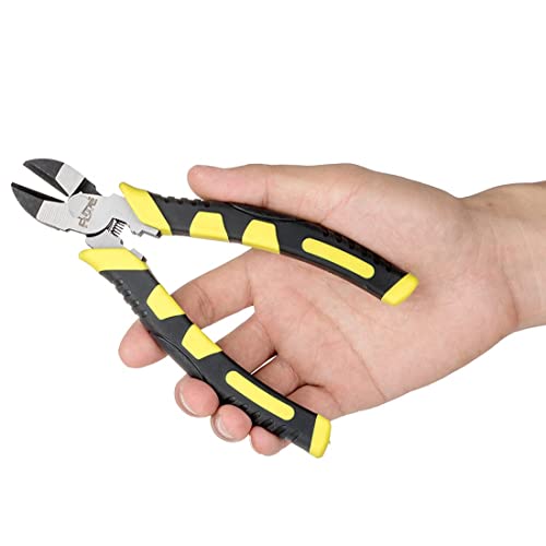 Professional Wire Cutters Heavy Duty,6 inch Diagonal Cutting Pliers with Crimper Design,Chrome Vanadium Steel Forged Spring-Loaded Side Cutters