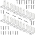 20 Pcs White L Bracket 1 Inch Stainless Steel Corner Braces, 25x25MM 90 Degree Right Angle Joint Brackets for DIY Wood, Furniture, Frame, with Screws - size: L/1inch*1inch 20Pack