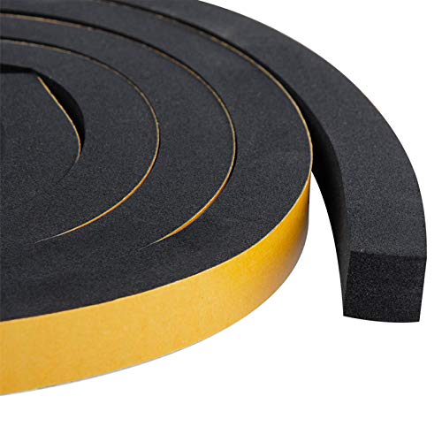 Windows Sealing Tape 2-Pack, 1/2 Inch Wide X 1/2 Inch Thick, Closed Cell Foam Adhesive Rubber Seal Strip (13 Feet Total, 6.5 Feet/Roll) - size: 1/2in * 1/2in * 13FT