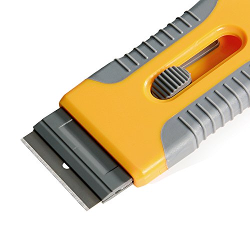EHDIS Car Sticker Remover Glass Cooktop Razor Scraper with 10pcs Replace Blades for Label,Glue,Paint,Adhesive Remover,Oven Door, Stove Cleaning-Yellow - color: Yellow
