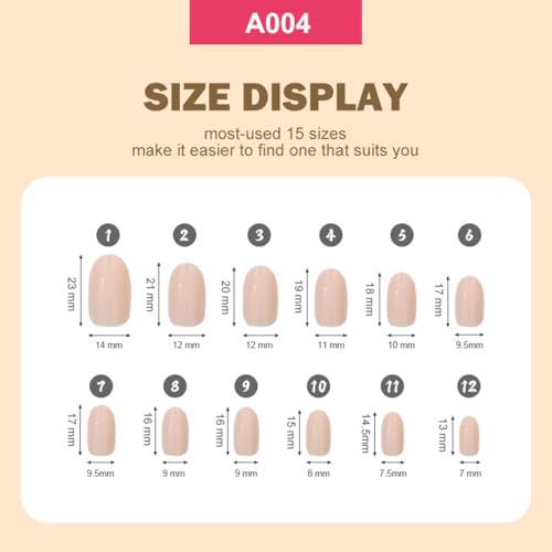 288 Pcs Press On Nails Short Almond Fake Nails Press Ons Set Full Cover Acrylic Glue on Nails Reusable Glossy Artificial Nail Kit Oval False Nails for Women Girls Manicure 12 Color - color: A004