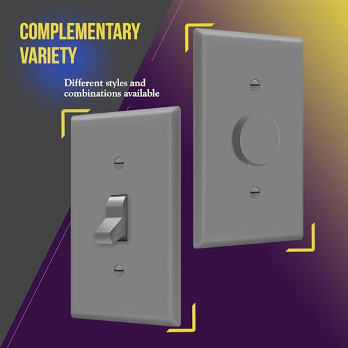 ENERLITES Mid-Size Toggle Light Switch Wall Plate Cover, 1 Pack, Gray - color: Gray, size: Mid-Size
