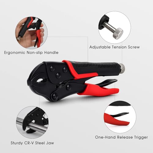 3pcs Locking Pliers Set, 5inch 7inch 10inch Curved Jaw Locking Pliers with Anti-slip Handle Heavy Carbon Steel Vice Grip for Clamping Twisting Welding - size: 5inch+7inch+10inch 3 pcs
