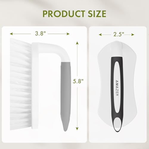 Amazer Scrub Brush for Cleaning Comfort Grip Bathtub Scrubber Stiff Bristles with Handle Heavy Duty Shower Cleaner Brush for Tub Carpet Floor Sink Outdoor - Pack of 2 (Black+Grey) - color: Black+grey, size: 2-Pack