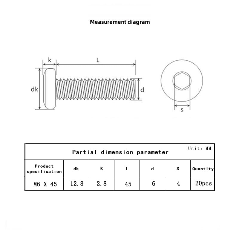 Metuja M6-1.0 x 45mm,20-Pack Black Flat Head Hex Socket Cap Screw Bolts,304 Stainless Steel,Fully Threaded M6 Bolts,Metric Fasteners for Furniture - size: M6-1.0x45mm