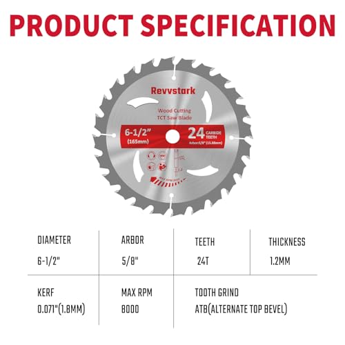 10 PCS Circular Saw Blade 6-1/2" 24T for Cutting Wood, 5/8" Arbor - size: 6-1/2 In 24T(10PCS)