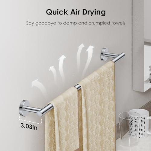 FORIOUS Bathroom Accessories, 4-Piece Bathroom Hardware Set - 24" Towel Bar - color: Chrome