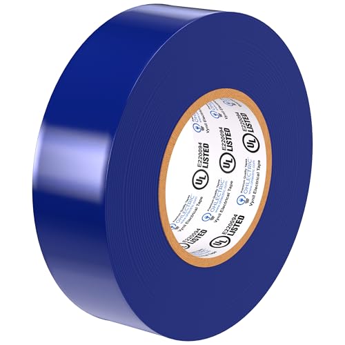 OHLECTRIC Professional Grade Vinyl Electrical Tape (1 Pack) Blue - 7 Mil Thick Flame-Retardant, Heat & Weather Resistant 3/4 Inch x 60 Feet | Ideal for Contractors & Electricians - size: 1 Roll, style: Blue