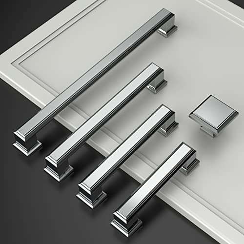 Amerdeco 10 Pack Polished Chrome Cabinet Pulls 3 Inch(76mm) Hole Center Cabinet Hardware Kitchen Cabinet Handles for Bathroom Drawer Pulls Dresser Pulls ZH0001 | Cabient Hardware Kitchen Cabinet Handles for Bathroom Drawer Pulls Dresser Pulls ZH0001 - col