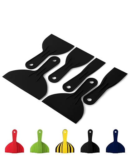 Bates 6 Pack Black Plastic Putty Knife Set - Paint Scraper, Spackle Tool, Spreader - color: Black, size: 1.5, 2, 3, 4, 5, 6 Inches, 6 Pack
