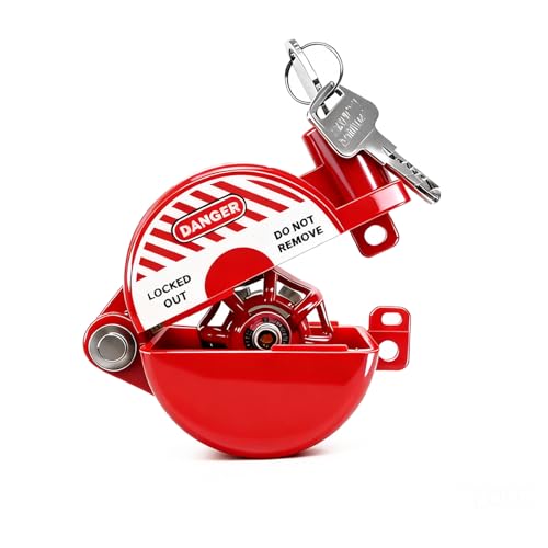 Self-Locking Plastic Gate Valve Lockout Device,1 to 2-1/2 in Dia Valve Handles,Hose Bib Lock for Outdoor Faucet Knob/Gas Valve/Propane Tank,Outside Garden Valves,(1 Pack,Red) - size: 1 Pack Self-Locking