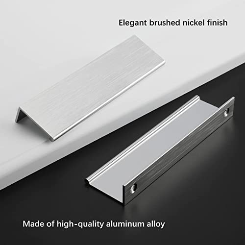 Rergy 10 Pack 5" Cabinet Pulls Brushed Nickel Finger Pulls for Cabinets - color: Brushed Nickel, size: Hole Center: 5in(128mm)