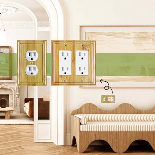 outlet cover plate, Bamboo wall outlet cover, Natural Finish.2 Pack - color: outlet covers, size: Socket