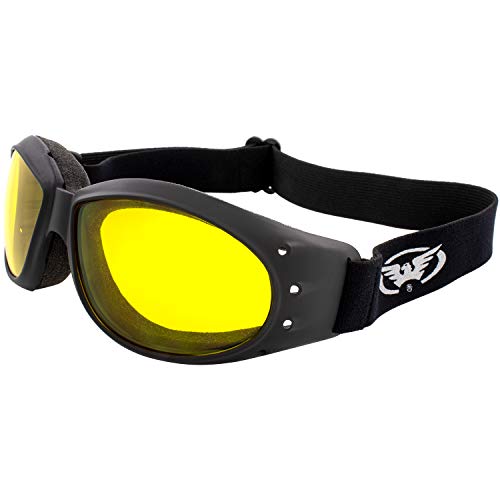 Global Vision Eliminator Dirt Bike Padded Motorcycle Riding Goggles for Men and Women (Black Frame/Smoke Lens) - color: Black Frame/Yellow Lens
