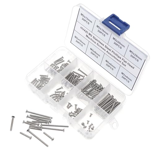 Metric M2 304 Stainless Steel Phillips Flat Head Screw Assortment Kit - size: M2