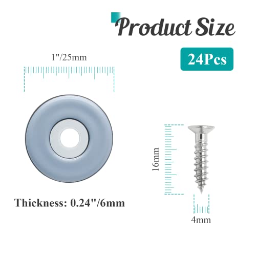 1" (25mm) Screw on Furniture Sliders, Gray/Black, 24pcs - size: 1 inch (25mm)