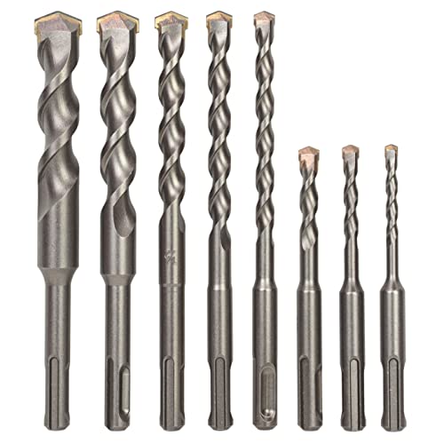 8-Piece SDS Plus Drill Bit Set, Carbide Tipped, Rotary Hammer Drill Bits for Brick, Stone, Concrete