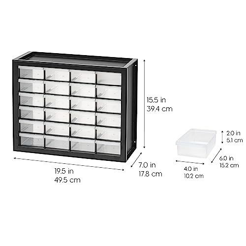 IRIS USA 24-Drawer Plastic Storage Cabinet, Teacher Toolbox, Garage, Black - color: Black, size: 24 Drawer
