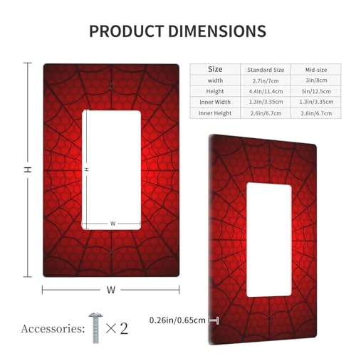 Spider Web Single Rocker Light Switch Cover Plate | Fits standard 2-gang toggle and rocker switches, Durable polycarbonate thermoplastic with fade-resistant printed finish - color: Spider Web, size: Single Rocker