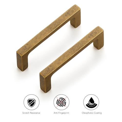 Ravinte Antique Brass Kitchen Cabinet Solid Handles,3-1/2 Inch,5 Pack - color: Antique Brass, size: 3-1/2 Inches Hole Center