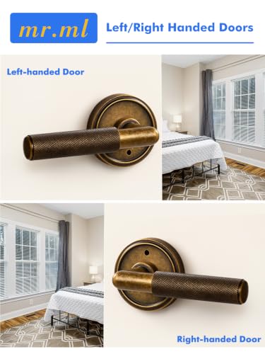 Knurled Door Lever Antique Brass Retro Privacy Door Handle, 1 Pack - color: Antique Brass Retro